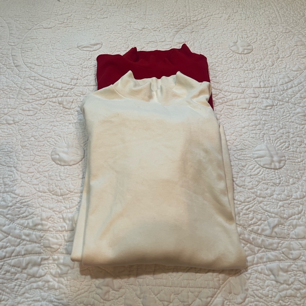 St. John's Bay Red and Cream Mockneck Tops